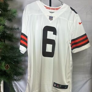 Nike Men's White Jersey with Black and Red Accents